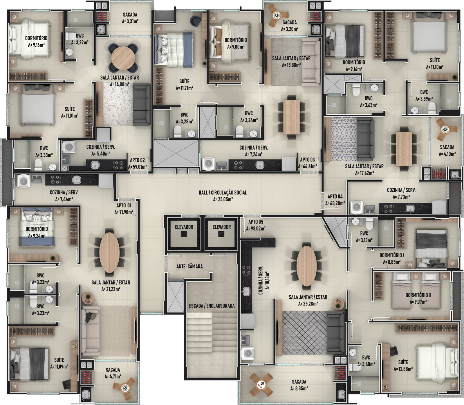 Planta 1 de Residencial Modena