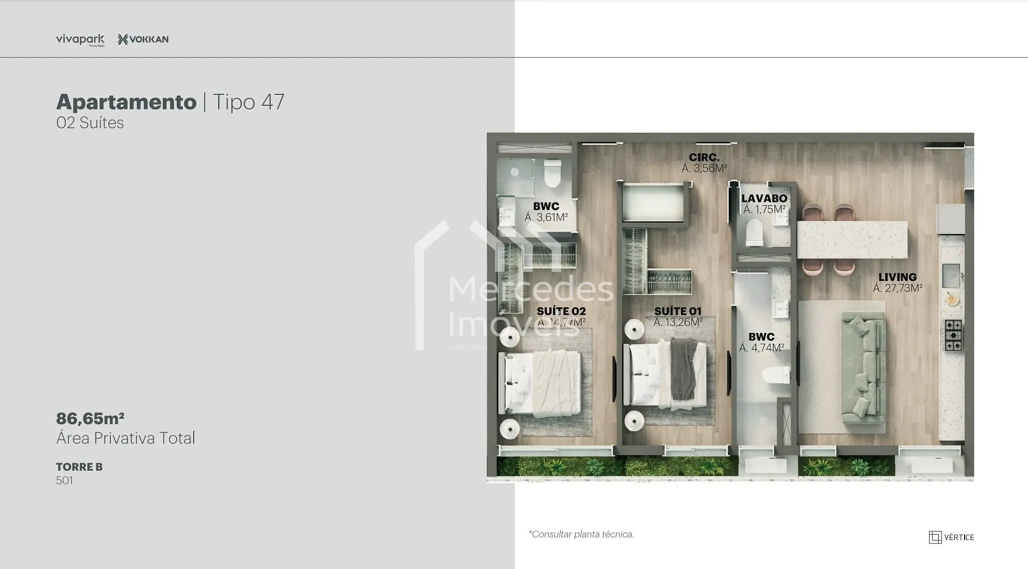 Planta 97 de Apartamento 1 suite + piscina privativa à venda, 100m² Viva Park, Porto Belo, SC