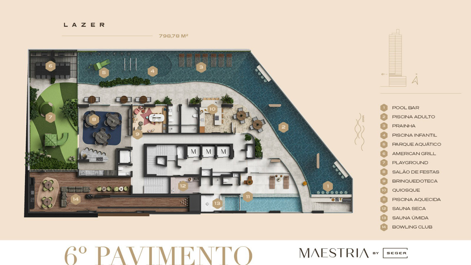 Planta Lazer · 6º Pavimento do Maestria By Seger