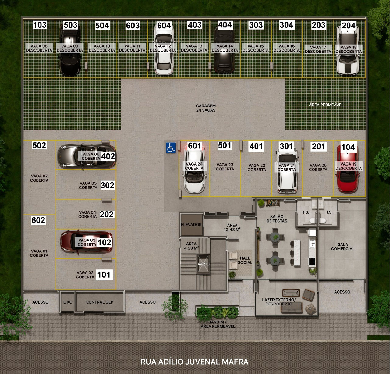 Planta Garagem · Térreo do Cross Residence