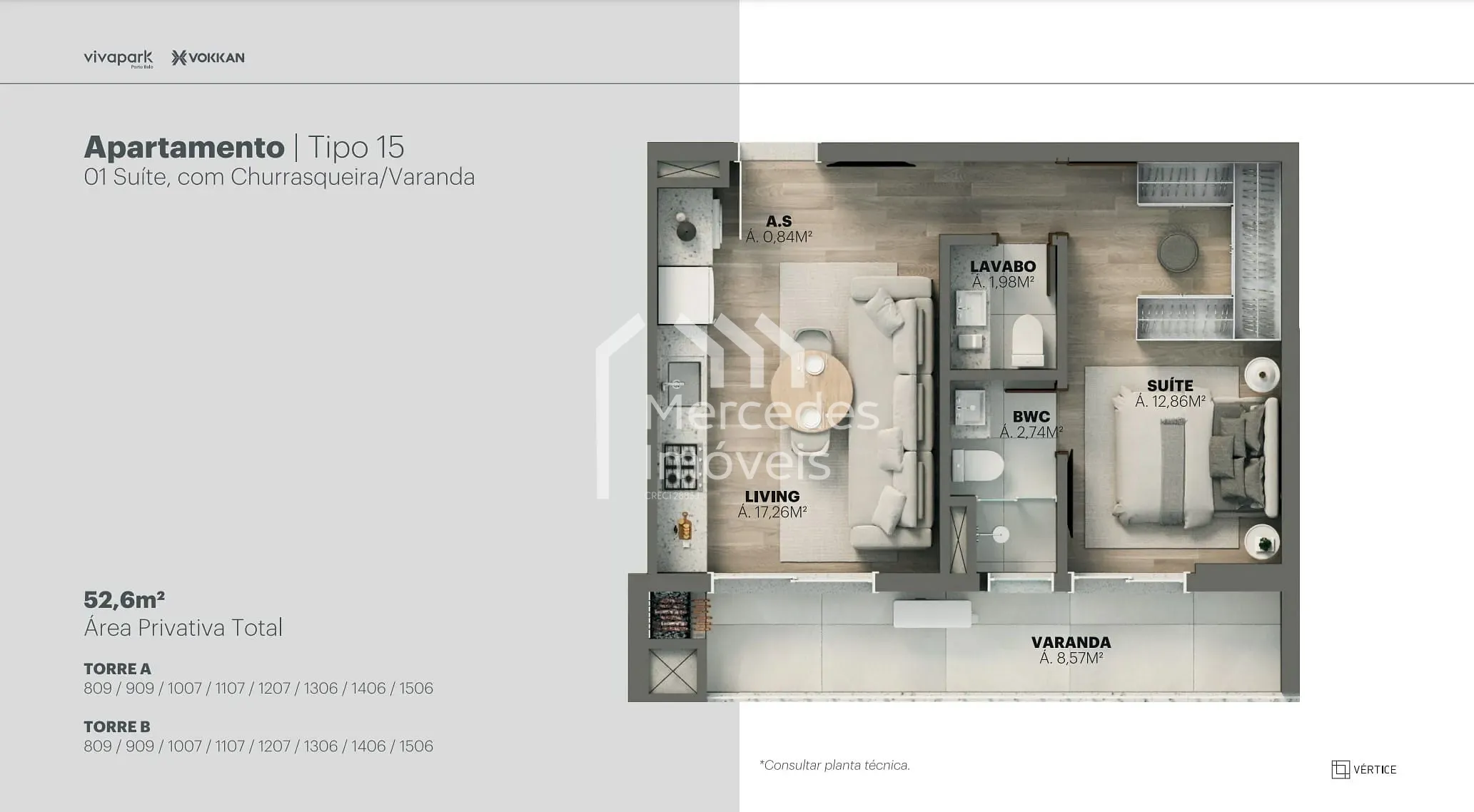 Planta 65 de Apartamento 1 suite + piscina privativa à venda, 100m² Viva Park, Porto Belo, SC