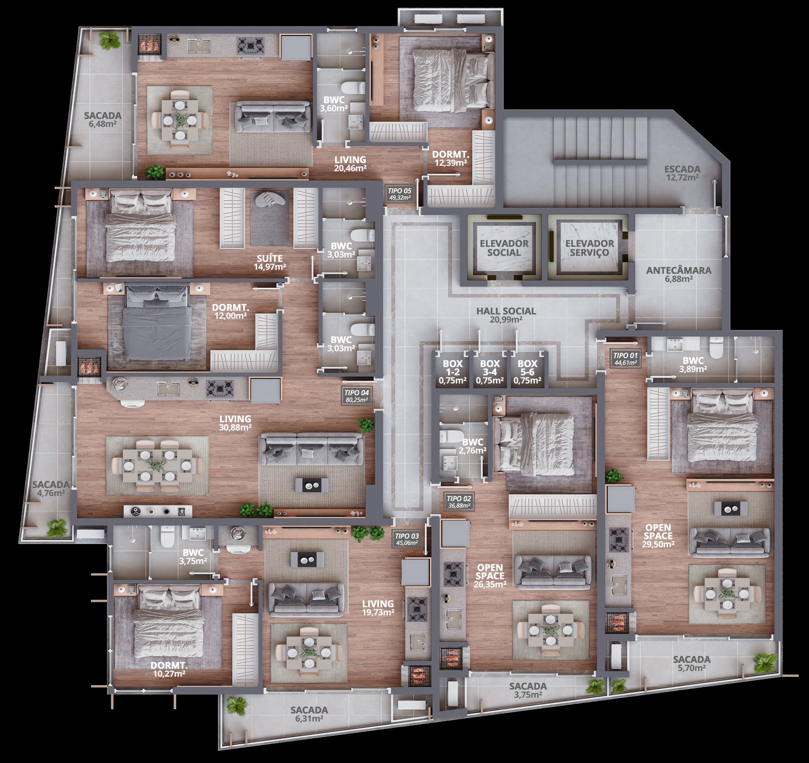 Planta 4 de Residencial Rock Studios
