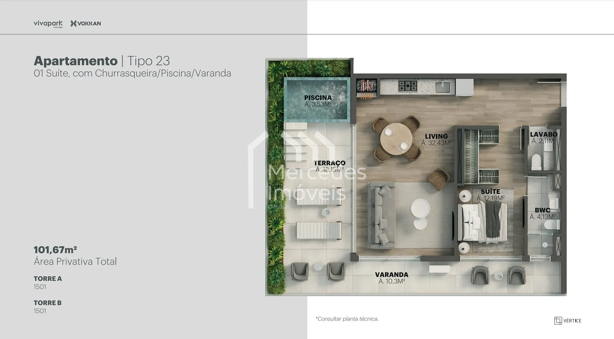 Planta 73 de Apartamento 1 suite + piscina privativa à venda, 100m² Viva Park, Porto Belo, SC