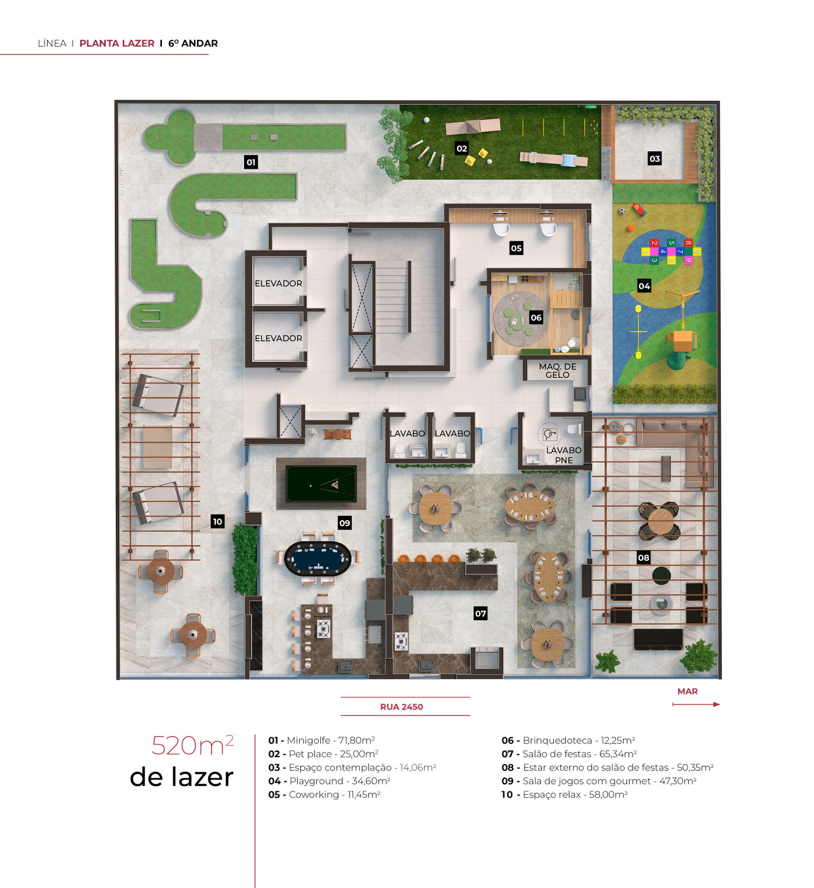 Planta Lazer · 6º Andar do Línea