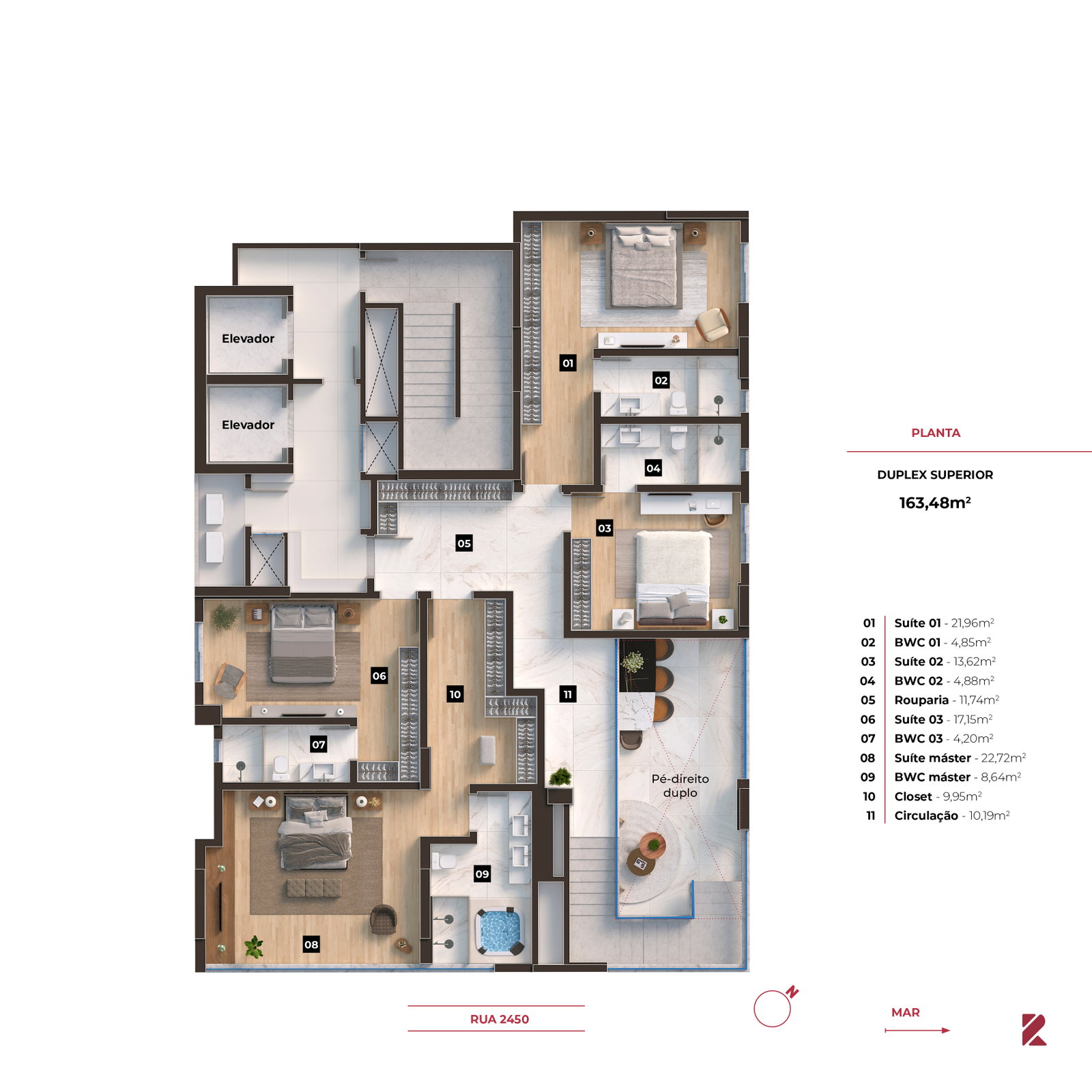 Planta Duplex Superior, 163 m² do Línea