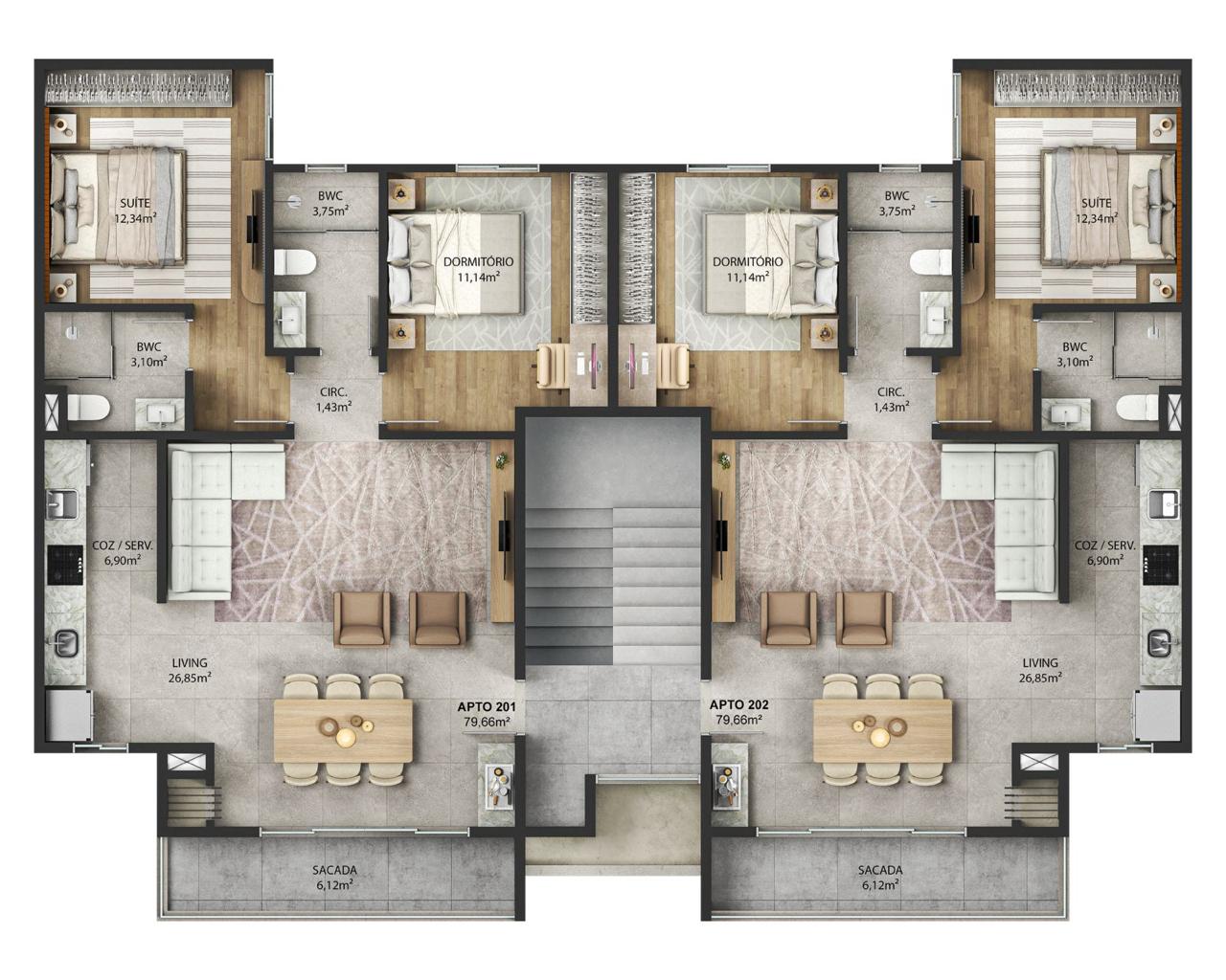 Planta 1 de Vittale Residence