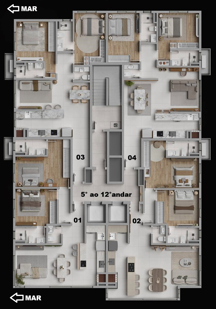 Planta 5° ao 12° andar do La Vie