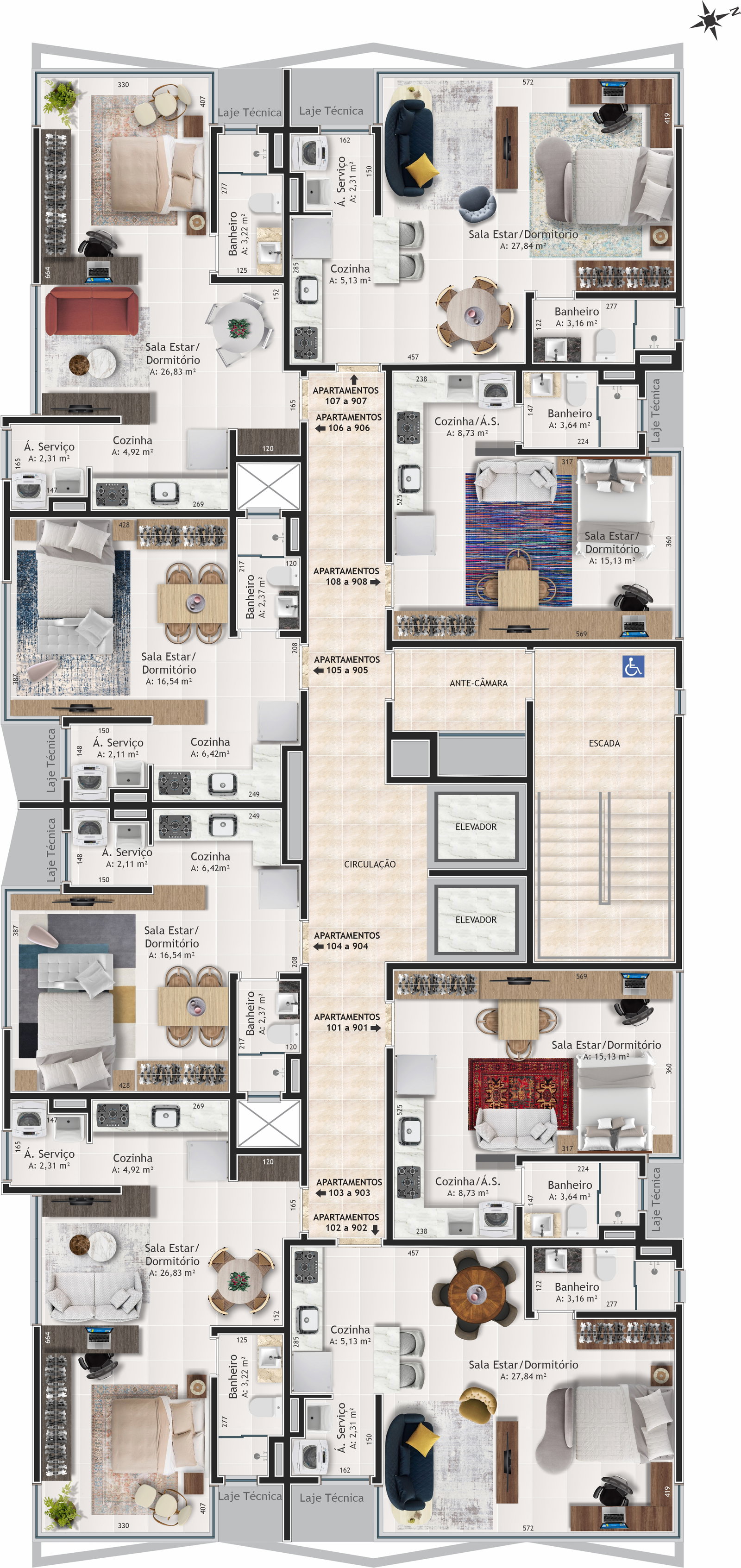 Planta 16 de Edifício Sunrise Studios