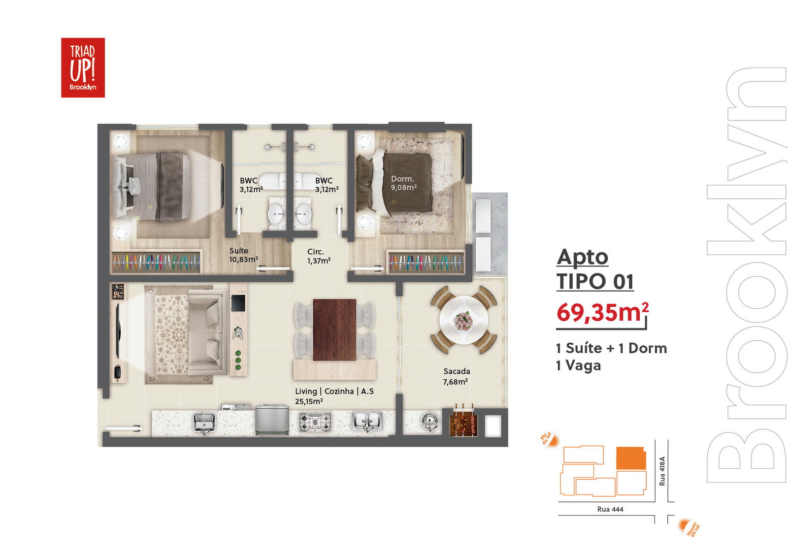 Planta 1 de Triad Up! Brooklyn
