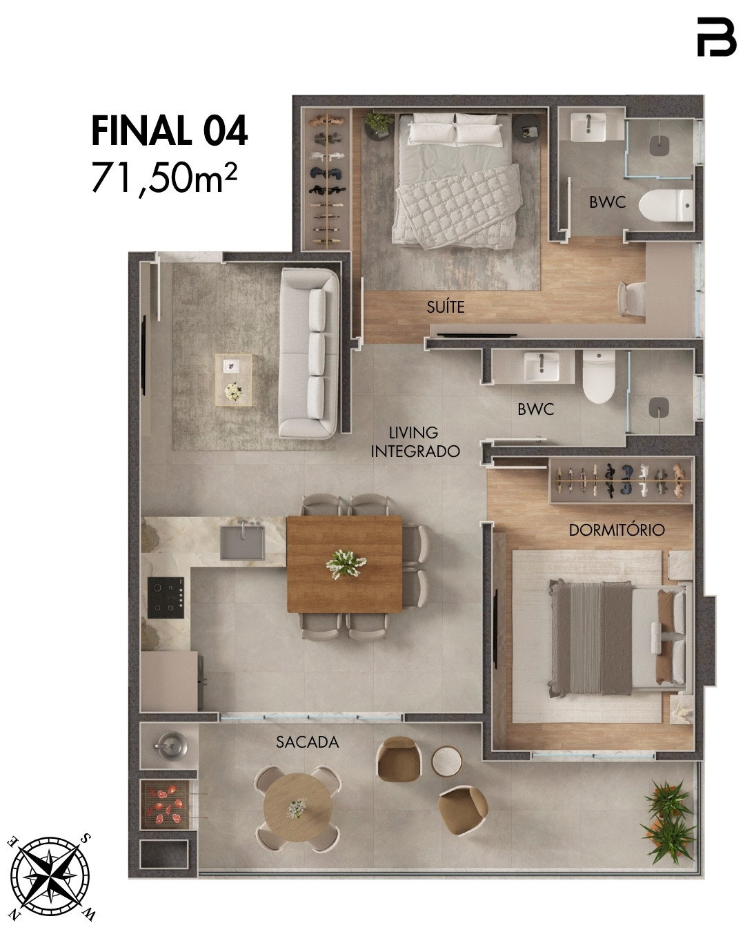 Planta Final 04 (1 de 2), 72 m² do Breeze Towers