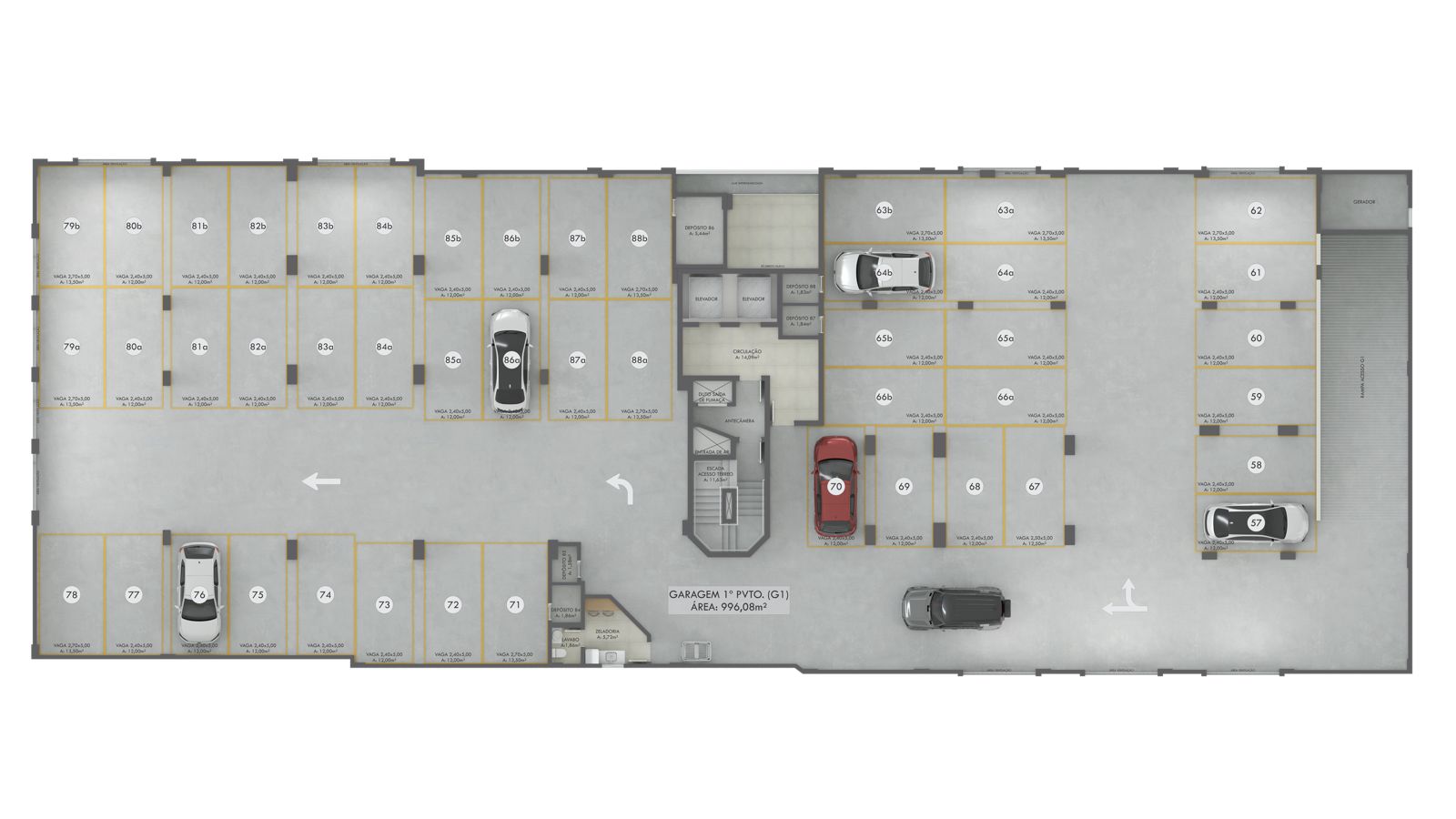Planta Garagem · 1º PVT.O (G1) do Gran Michel Residence