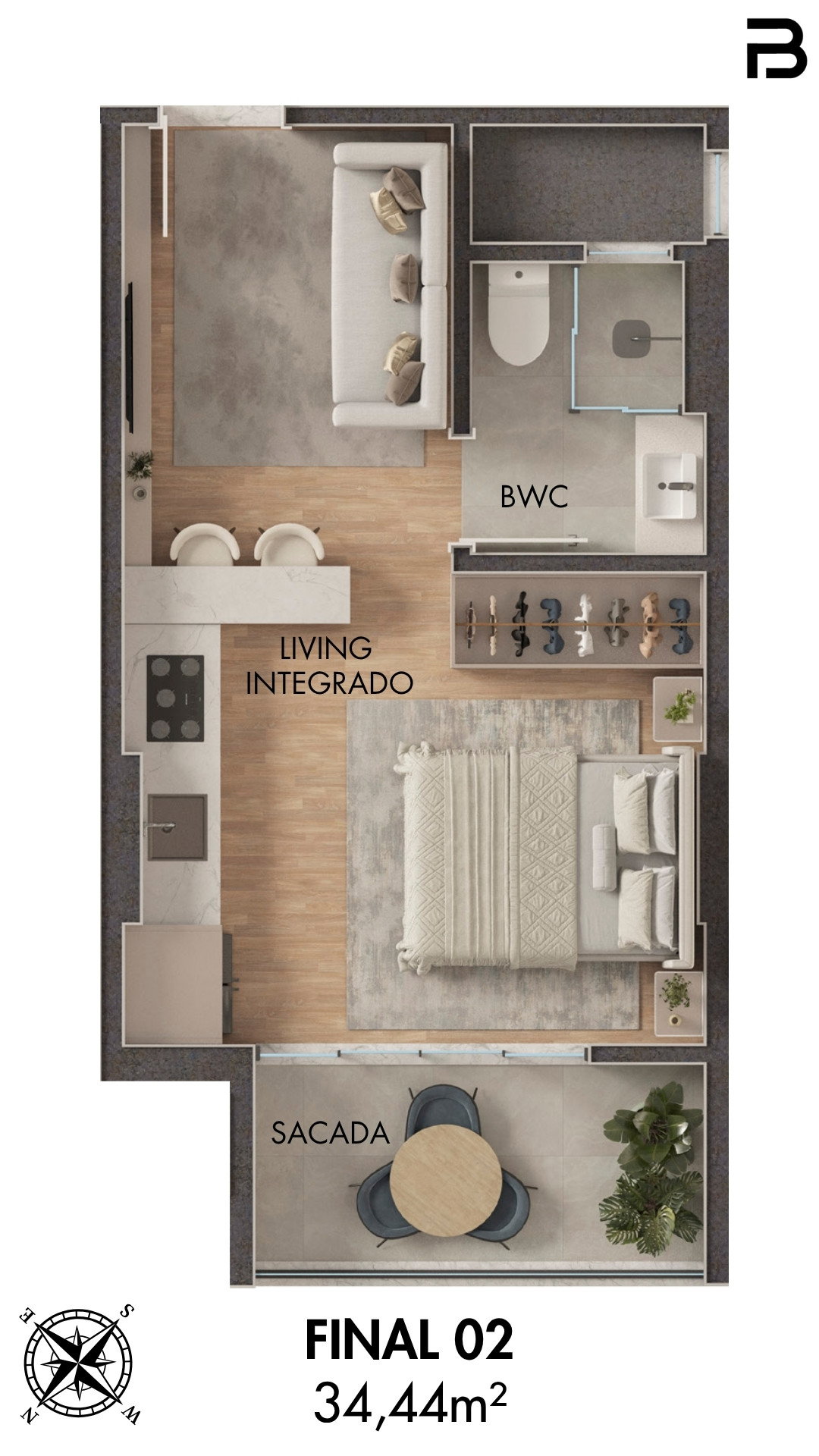 Planta Final 02 (2 de 2), 34 m² do Breeze Towers