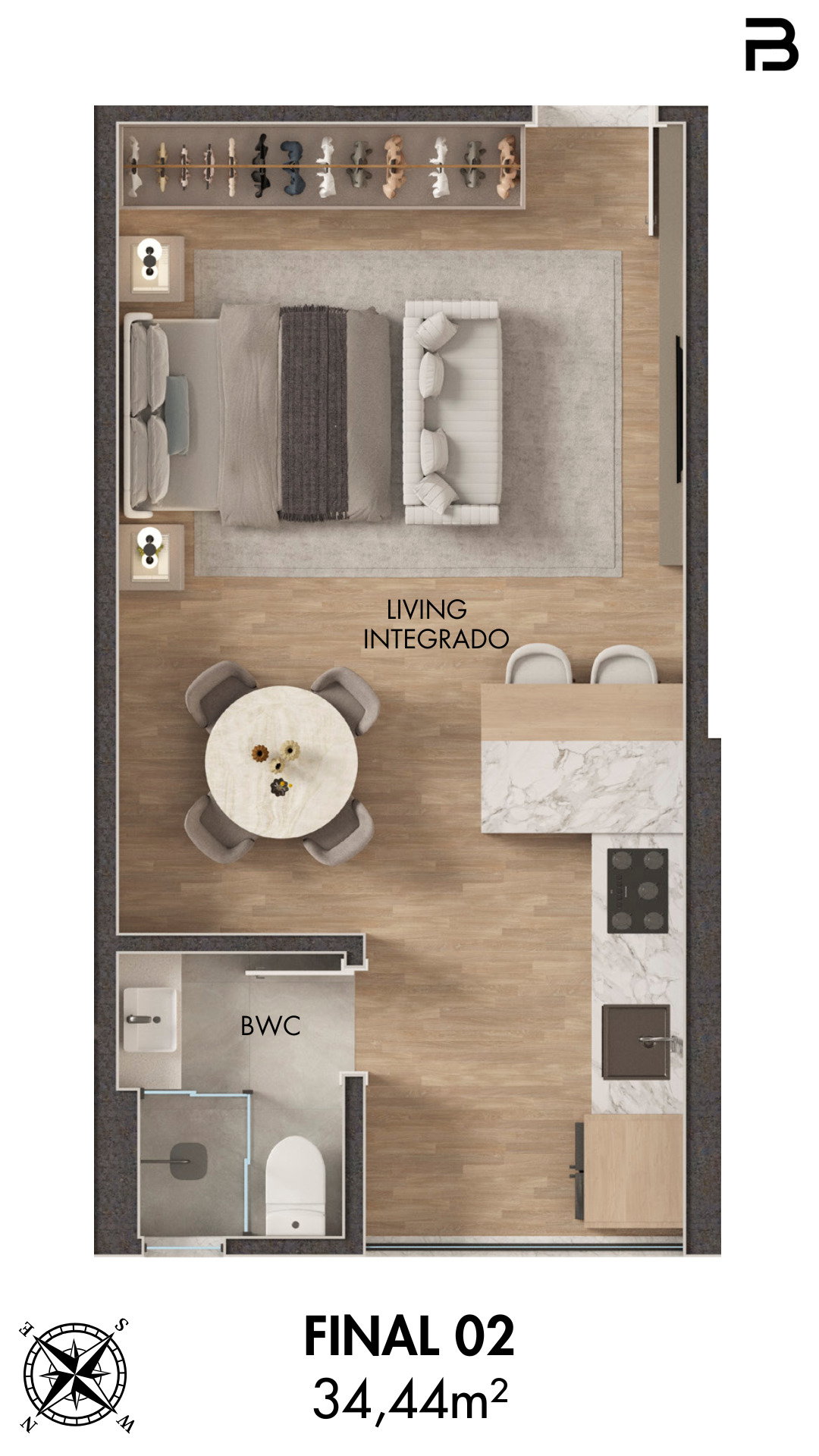 Planta Final 02 (1 de 2), 34 m² do Breeze Towers