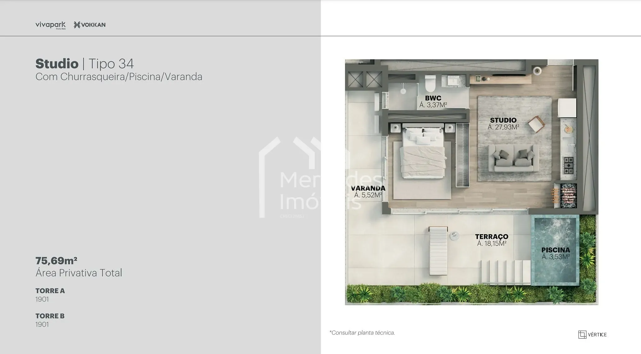 Planta 84 de Apartamento 1 suite + piscina privativa à venda, 100m² Viva Park, Porto Belo, SC