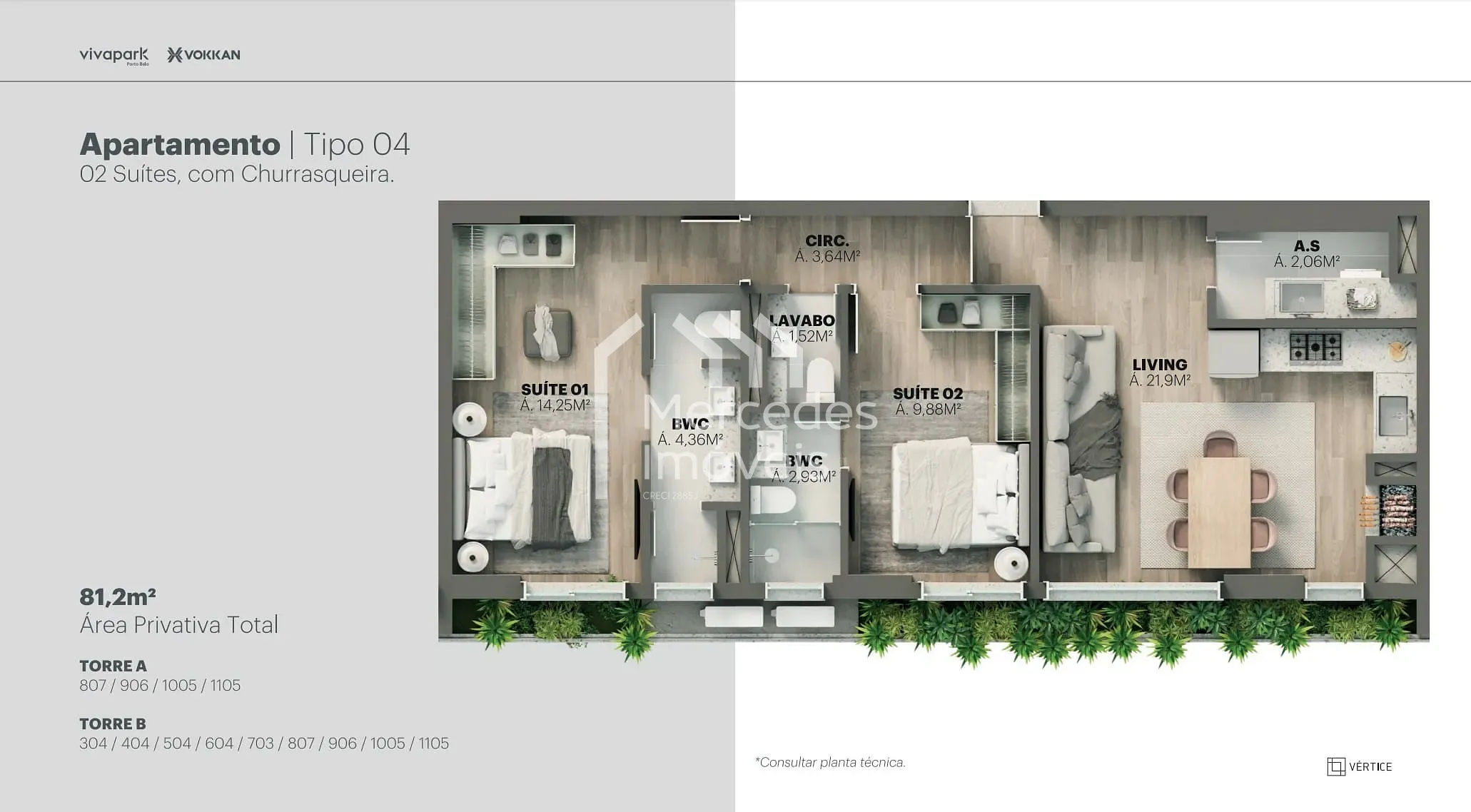 Planta 54 de Apartamento 1 suite + piscina privativa à venda, 100m² Viva Park, Porto Belo, SC