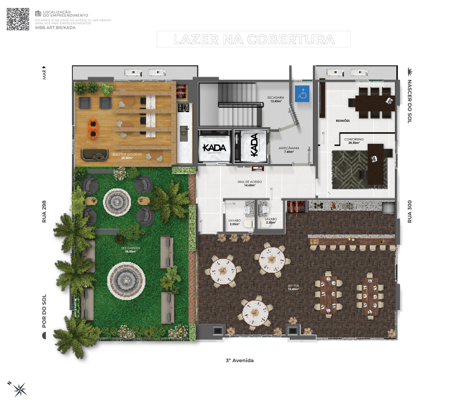 Planta Lazer na Cobertura do Le Jardins