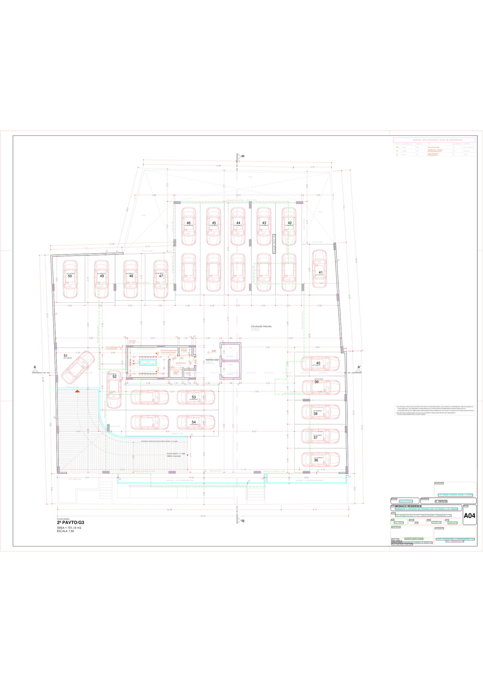 Planta Garagem · 2º Pavto/G3 do Edifício Monaco