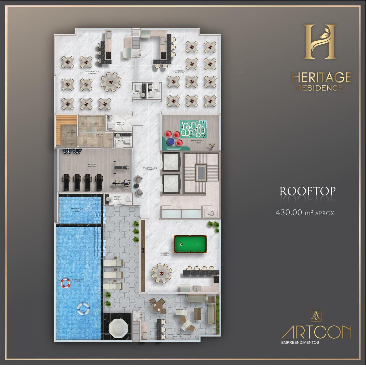 Planta Lazer · Rooftop do Heritage
