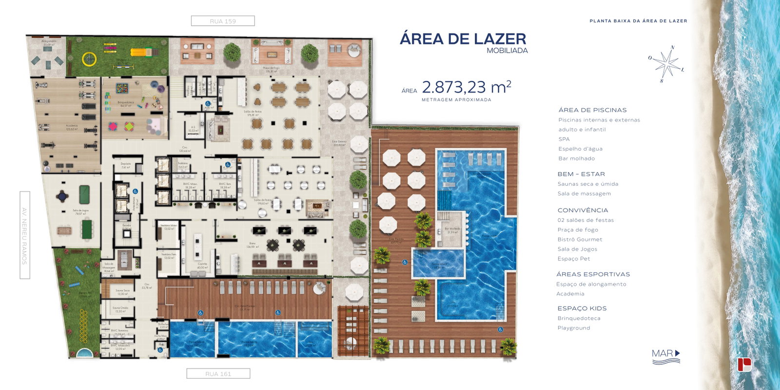 Planta Planta baixa da área de lazer do Lumen Tower