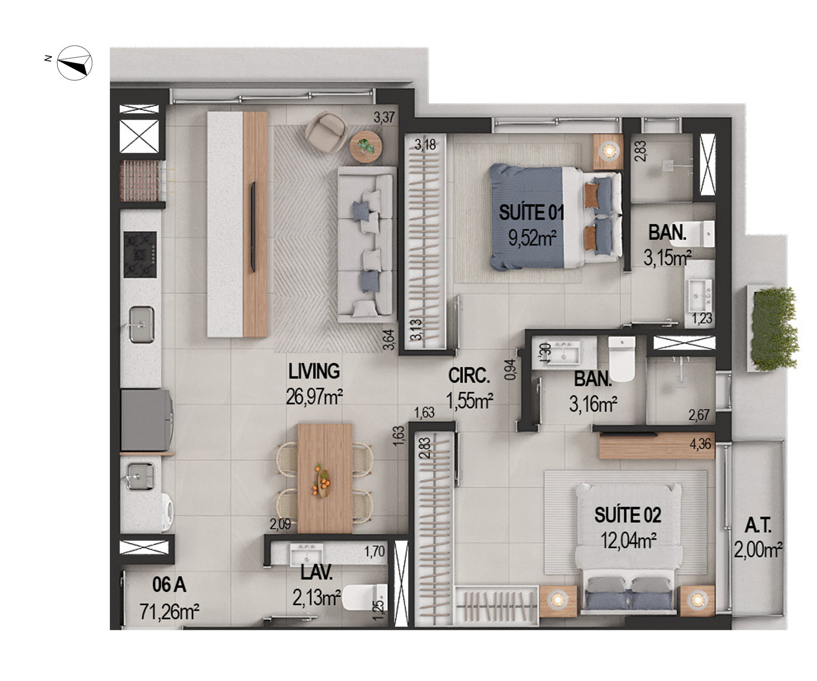 Planta 06 A, 71 m² do IT's