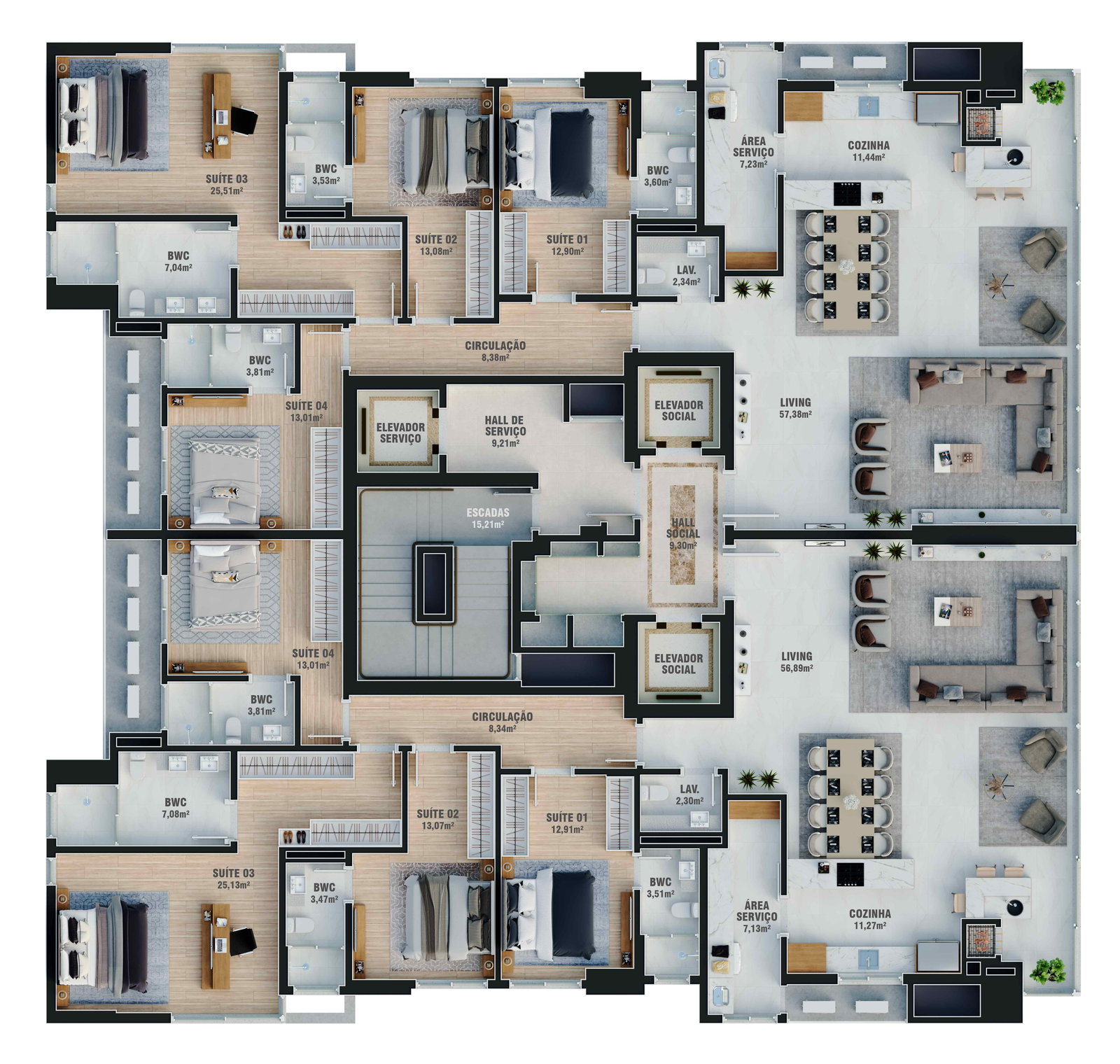 Planta Pavimento Tipo do Exclusive 275