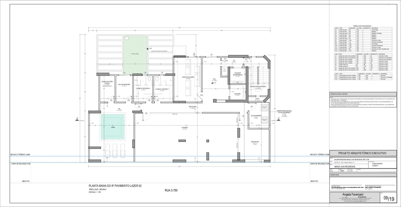 Planta 8º Pavimento Lazer 02 do Magic Sun