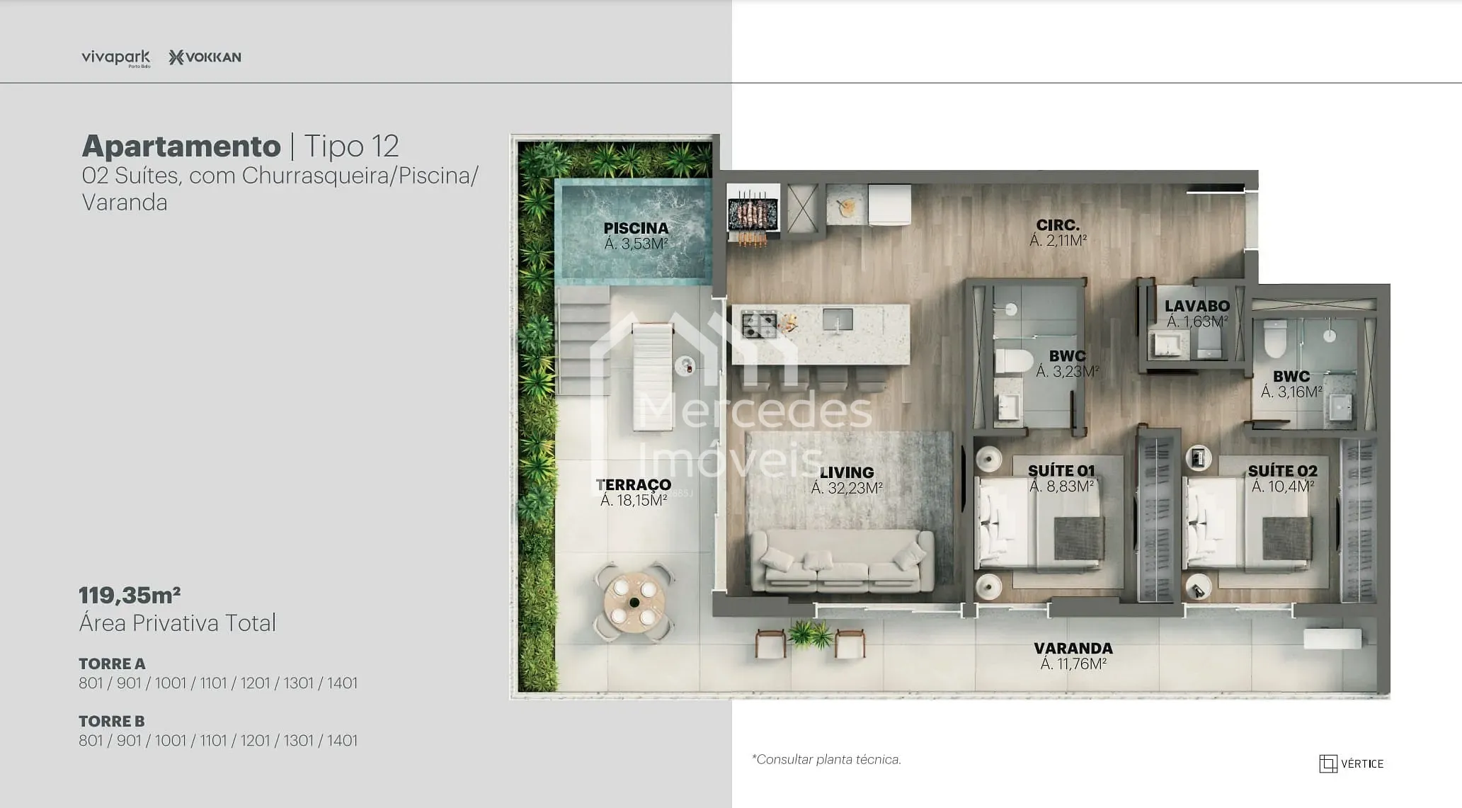 Planta 51 de Apartamento 1 suite + piscina privativa à venda, 100m² Viva Park, Porto Belo, SC