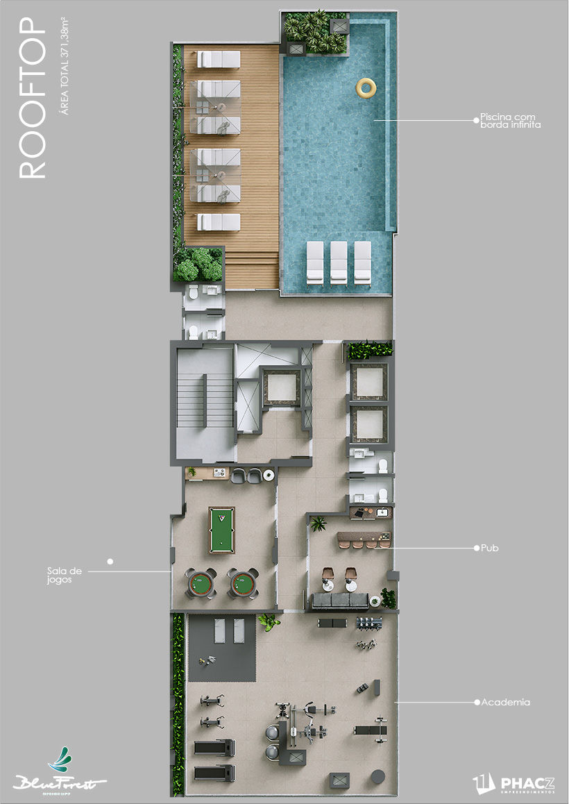 Planta Lazer · Rooftop do Blue Forest