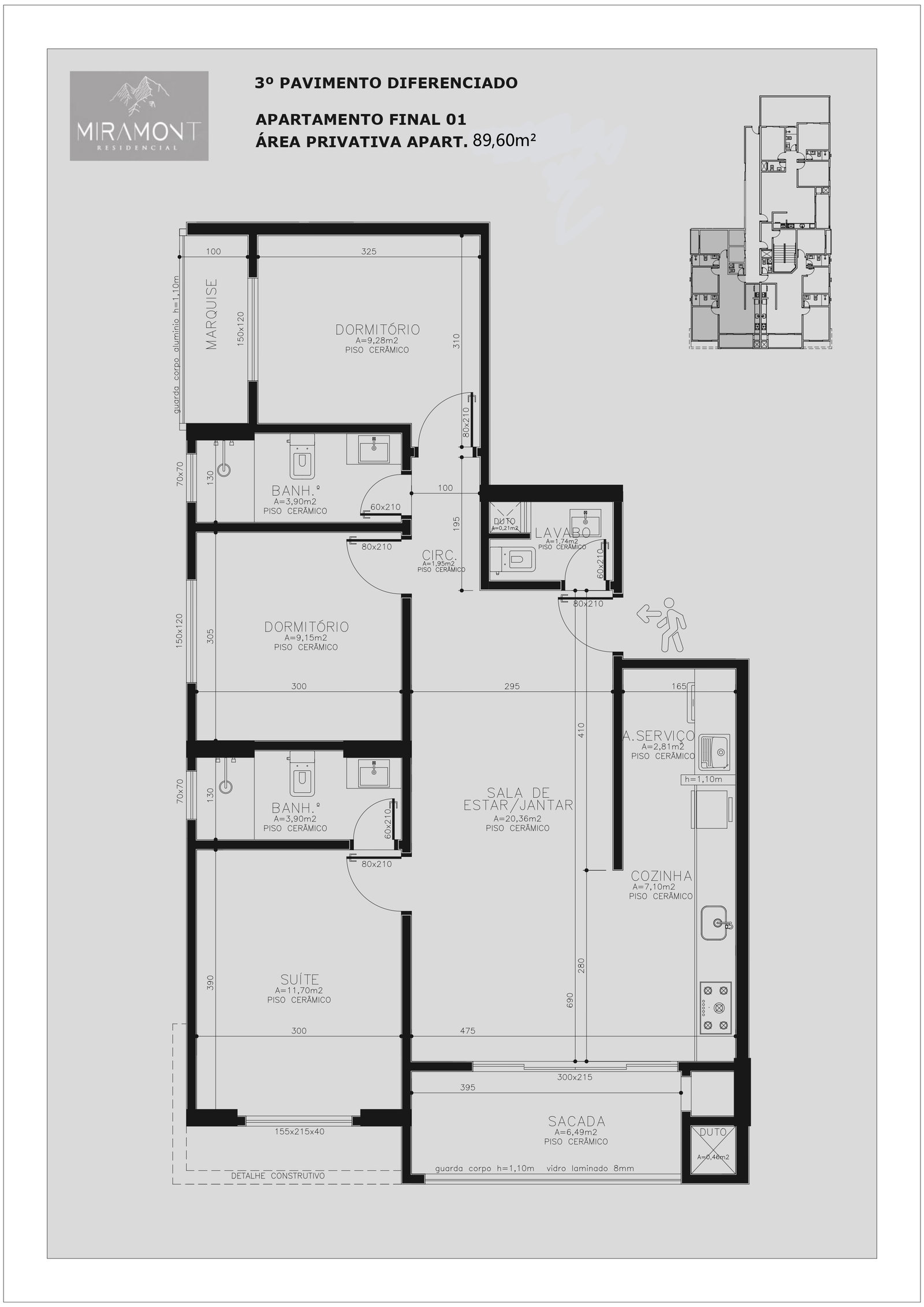 Planta Final 01 (2 de 3), 90 m² do Edifício Miramont