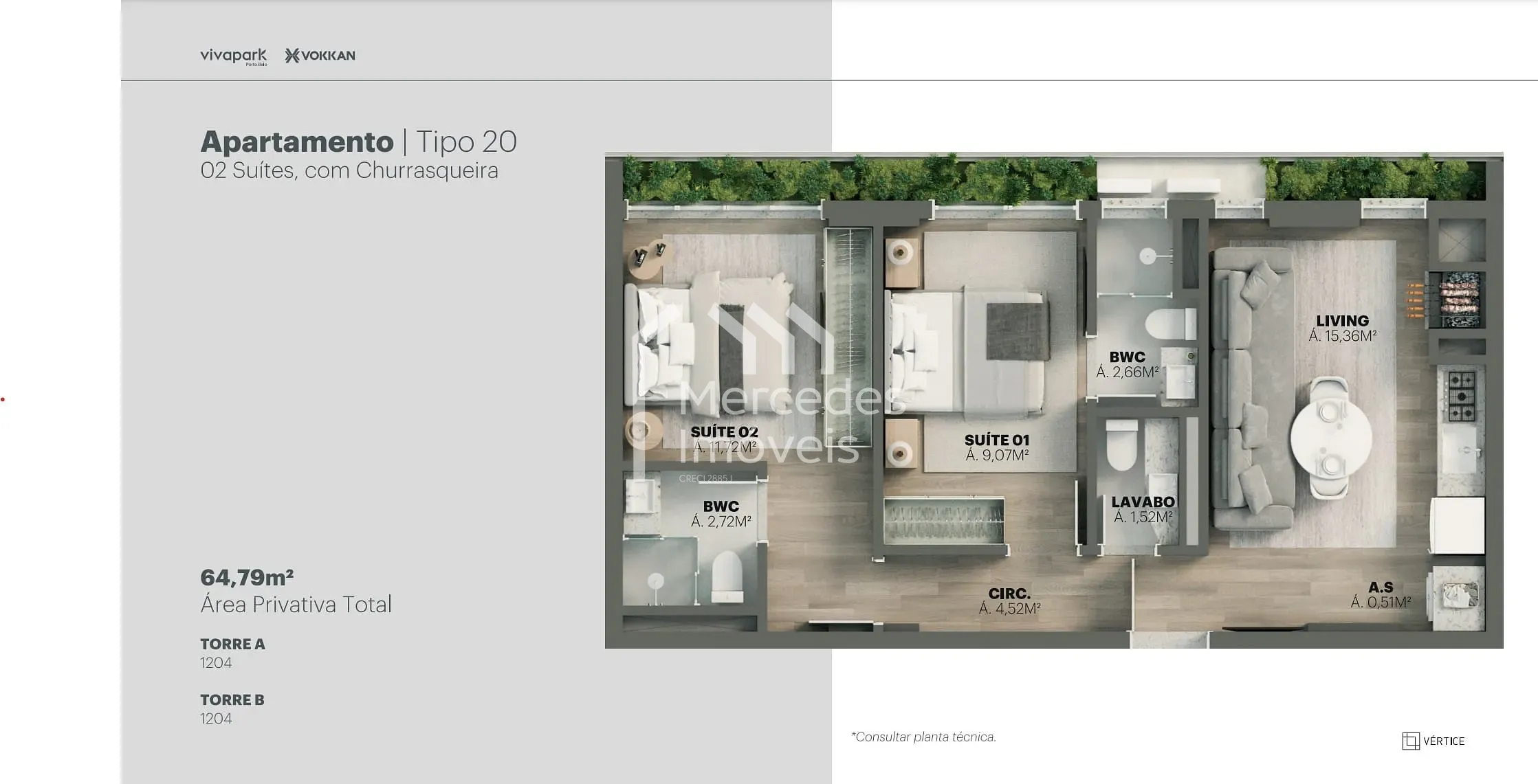 Planta 70 de Apartamento 1 suite + piscina privativa à venda, 100m² Viva Park, Porto Belo, SC