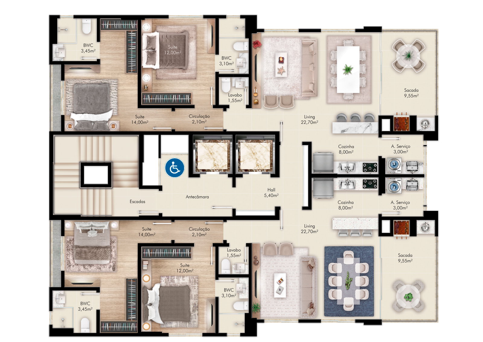 Planta Pavimento Tipo (1 de 2) do Imperial Coast Residence
