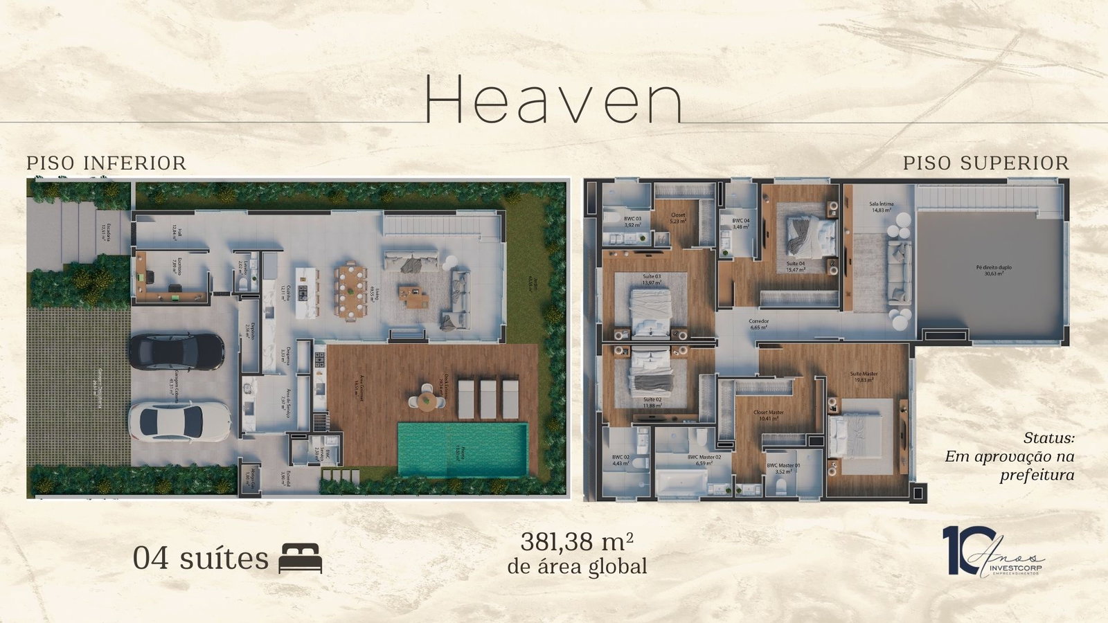 Planta Heaven, 4 suítes · 381 m² do Casas VivaPark