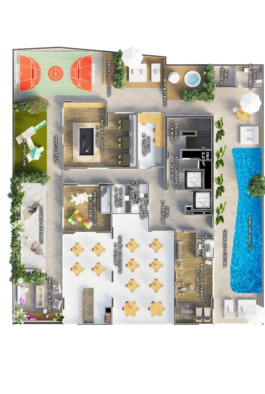 Planta Lazer do Arpoador Residence