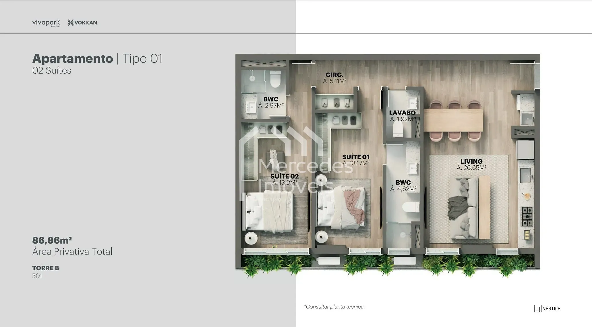 Planta 51 de Apartamento 1 suite + piscina privativa à venda, 100m² Viva Park, Porto Belo, SC